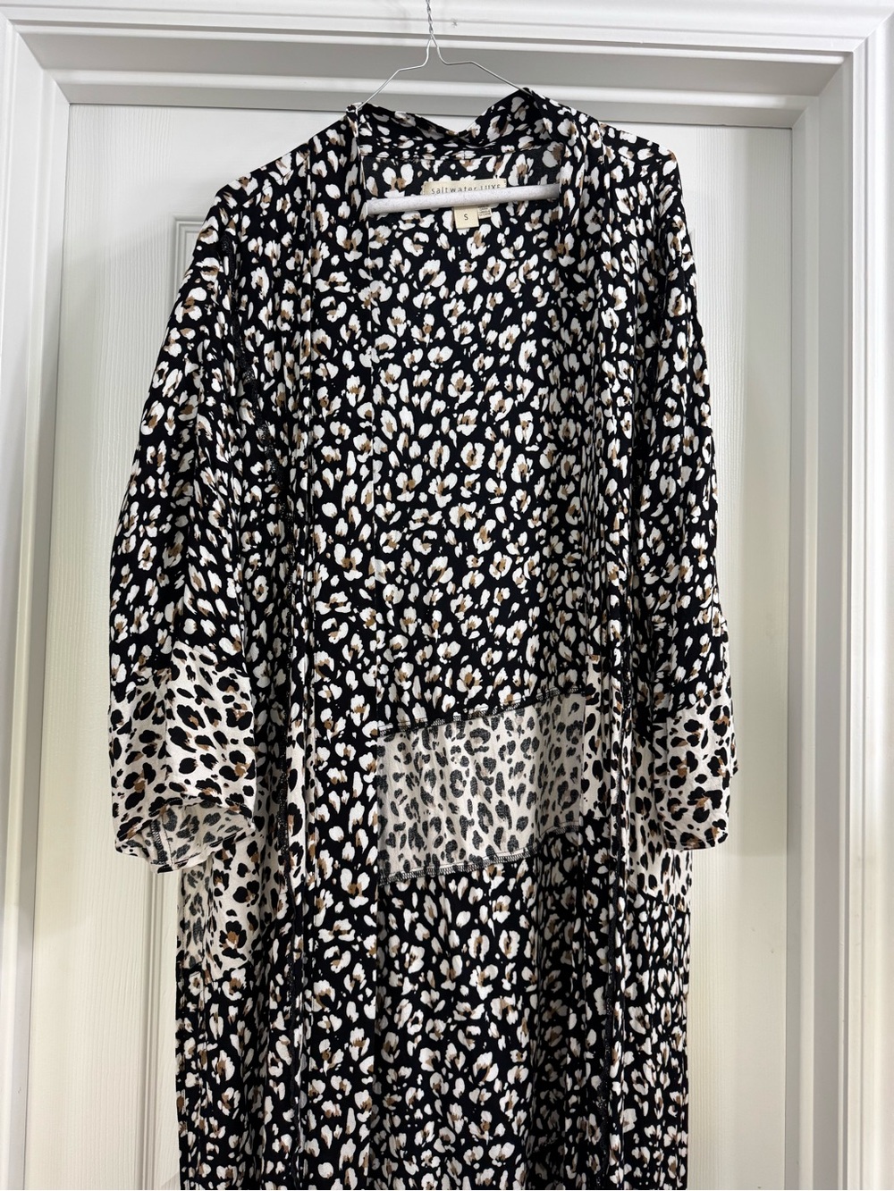 saltwater LUXE Black Cream Leopard Print Blouse